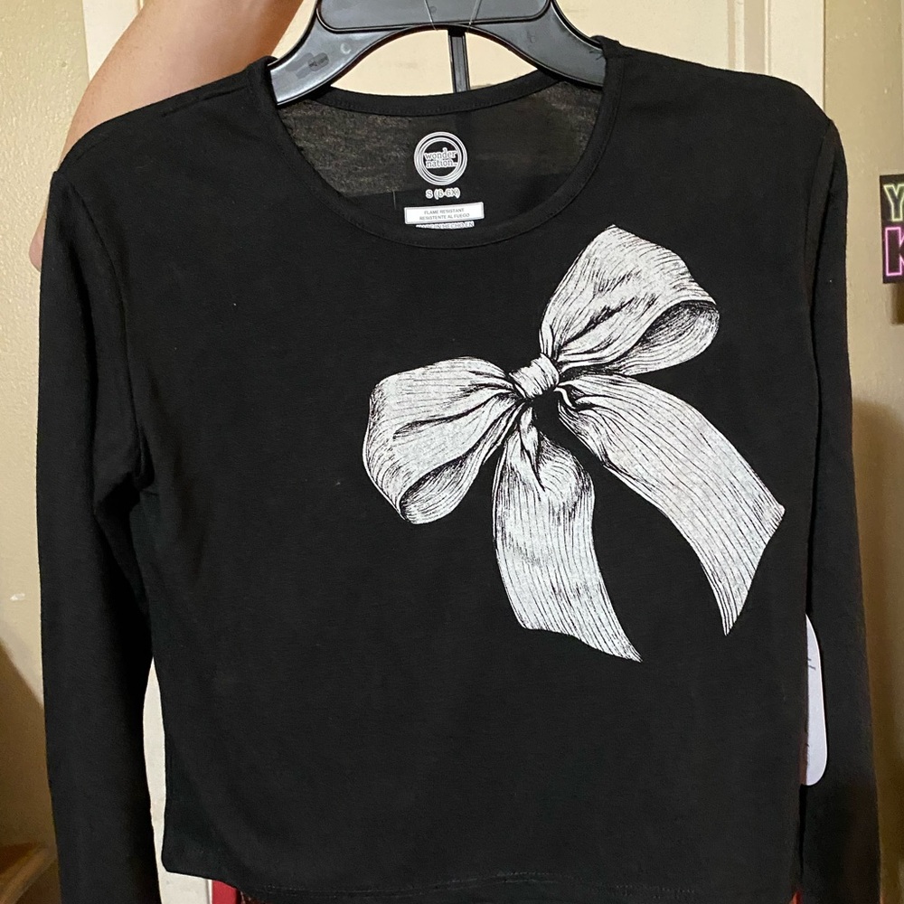 Black Kids Pajamas with Bow Design